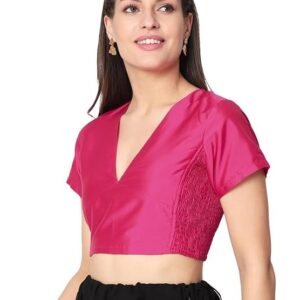 studio rasa Women's Silk Blend Stretchable Crop Top for Festive Wedding Party
