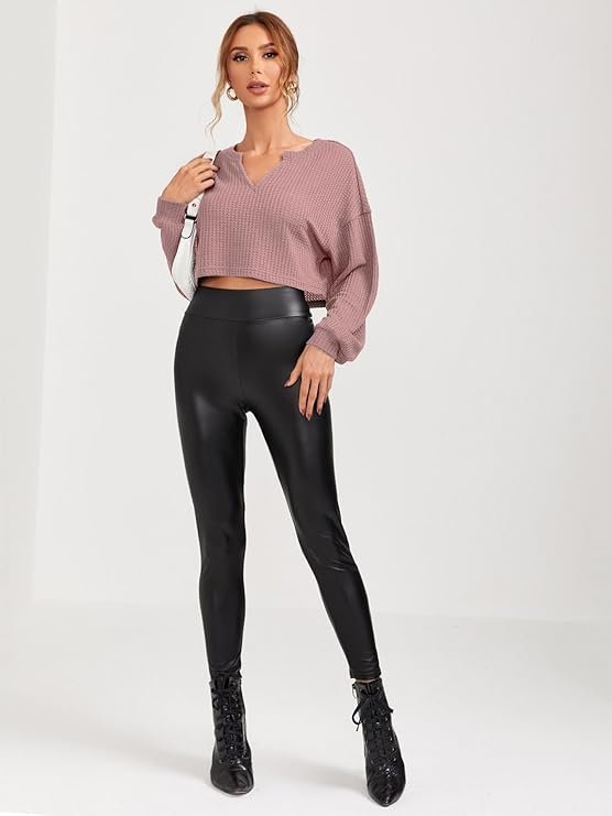 Zilcon Womens Waffle Long Sleeve 2025 Fall Fashion V Neck Basics Crop Tops Slim Fitted T Shirts Going Out Crop top for Women Stylish Western Tops - Image 2