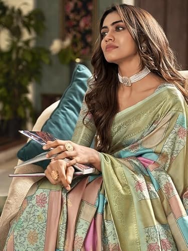 SIRIL Women's Banarasi Silk Saree Pure Silk Kanjivaram Saree with Unstitched Blouse Piece - Image 4