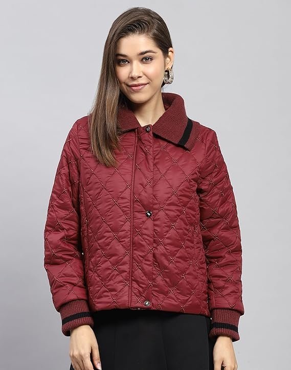 Monte Carlo Womens Embroidered Wine Collar Full Sleeve Jacket - Image 7