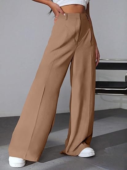 GRECIILOOKS High Waist Trousers for Women – Flared Korean Style Formal Pants | Elegant Workwear for Office, College & Events (Available in Plus Size and Combo Pack of 2) - Image 3