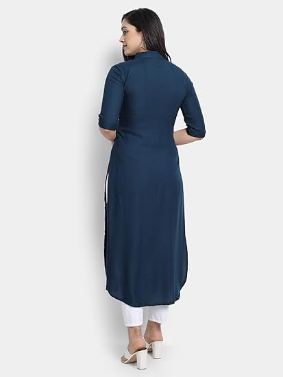 Kurti for Women Collar Pathani Style Long Rayon Kurtas for Women Ready to Wear - Image 4