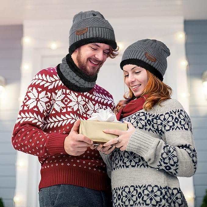 Winter Sports Cap & Muffler for Men & Women| Beanie Cap| 1 Set| (Multicolor) - Image 2