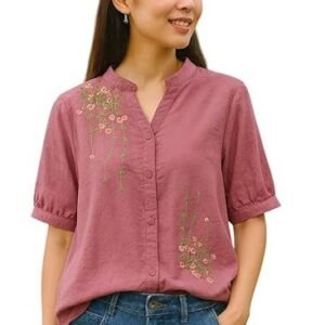 LITZO Shirts for Women – Korean Style Long Sleeve Oversized Button Down | Plus Size Workwear Top for Office & Casual Wear (L-98-101)