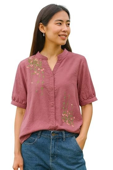 LITZO Shirts for Women – Korean Style Long Sleeve Oversized Button Down | Plus Size Workwear Top for Office & Casual Wear (L-98-101)