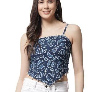 POPWINGS Casual Solid Puff-Sleeves Crop Top for Women || V-Neck Crop Top for Women || Half-Sleeves Summer Crop Top for Women || Crop Tops for Women Latest Fancy Crop Top for Women