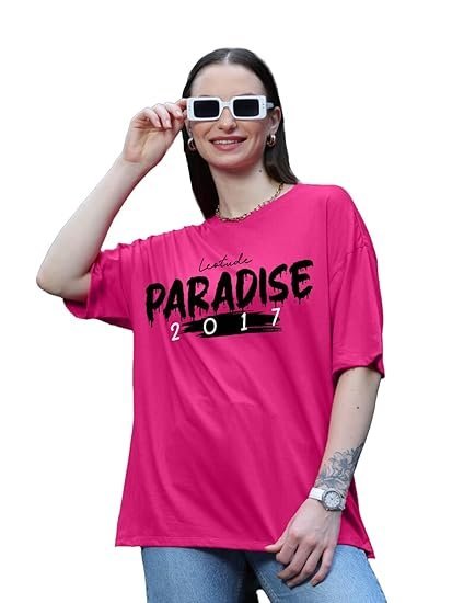 LEOTUDE Women Cottonblend Half Sleeve Oversized Regular Fit T-Shirts - Image 4