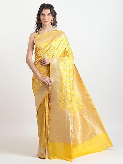 THE WEAVERS SHOP BY RAAVI Brocade Pure Banarasi Silk Saree Original Katan Silk Handloom Saree Banarasi Saree for Women Pure Silk Sarees for Women Saree Banarasi Silk with Blouse - Image 3