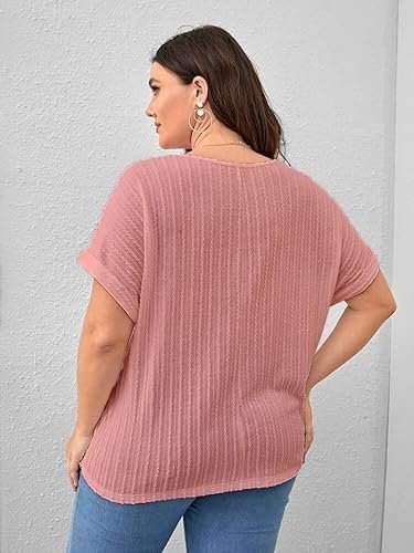 Zilcon Womens Dressy Casual Business Work Tops Summer Half Sleeve Shirts Boat Neck Jacquared Tshirts - Image 3