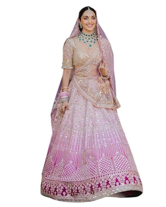 TRENDMALLS Women's Satin Sequin Embroidery Bridal Lehenga Choli with Net Dupatta |Bridal Wedding Lehenga Choli for women