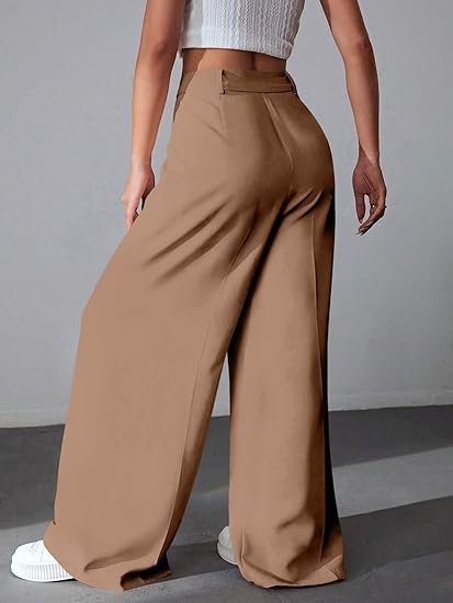 GRECIILOOKS High Waist Trousers for Women – Flared Korean Style Formal Pants | Elegant Workwear for Office, College & Events (Available in Plus Size and Combo Pack of 2) - Image 2
