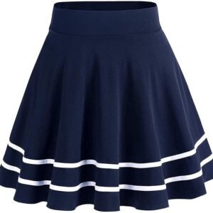 FRAULEIN Girl's/Women's Classic Stretchy All Time Trendy Striped Solid Skater Skirts with Attached Inner Shorts