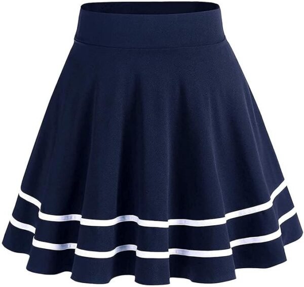 FRAULEIN Girl's/Women's Classic Stretchy All Time Trendy Striped Solid Skater Skirts with Attached Inner Shorts