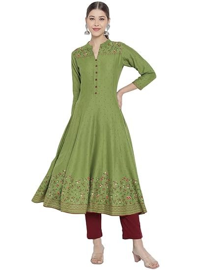 Yash Gallery Women's Rayon Floral Printed Anarkali Kurta for Women - Image 6