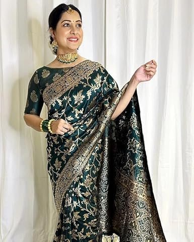 Sugathari Women's Pure Kanjivaram Silk Saree Banarasi Silk Saree With Blouse Piece (SAM PARI S-7) - Image 5