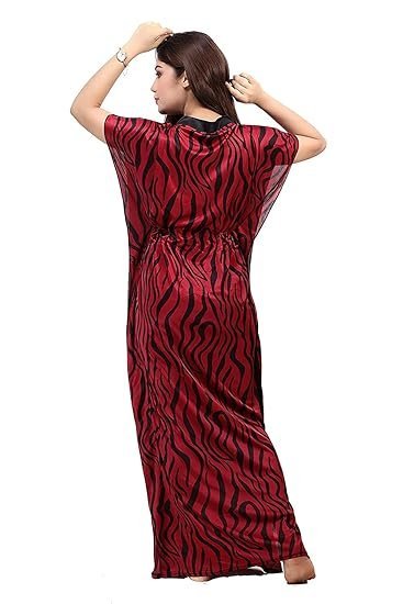 G4Girl Women's Silk Geometric Print Maxi Nightgown - Image 3