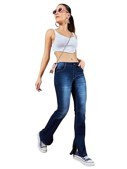 Dolce Crudo Women's Bootcut High Rise Regular Stretchable Denim Jeans