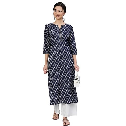 Artsy Fashion Women's Cotton Slub Round Neck 3/4 Sleeves Printed Designer Stylish Kurti for Ladies - Image 2