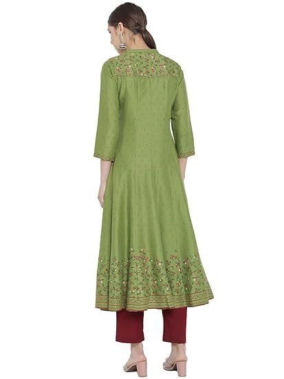 Yash Gallery Women's Rayon Floral Printed Anarkali Kurta for Women - Image 4