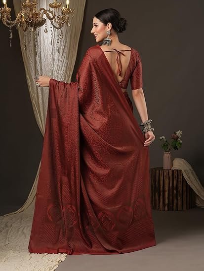 AKHILAM Women's Woven Design Zari Work Banarasi Silk Saree With Unstitched Blouse Piece - Image 4