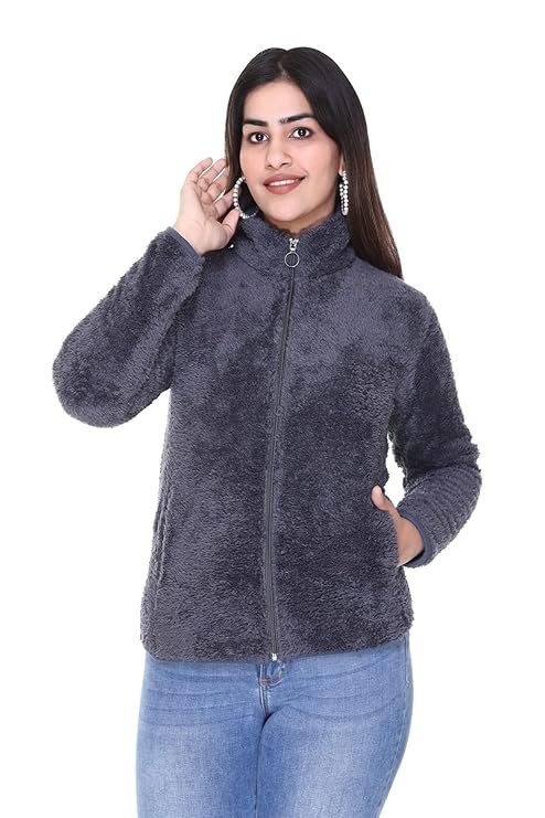 Women's plush women's fur hooded neck sweatshirt - Image 6