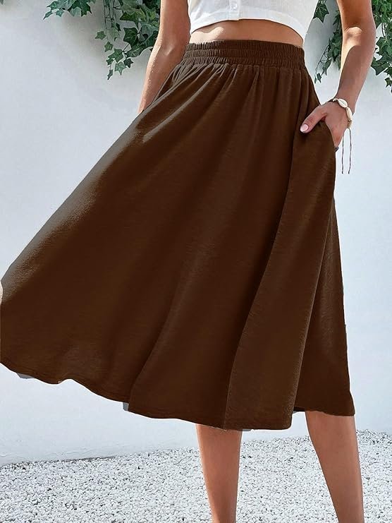 KATECLO Women’s midi Flared Skirt | Western Summer Wear | Lightweight Soft Fabric | Casual Maxi Skirt - Image 4