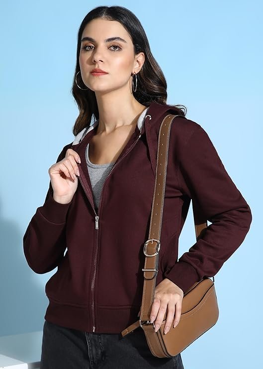 Zipper Hooded Sweatshirt | Front Zip, Ribbed Hem, Lined Hood, Casual Winter Wear - Image 4