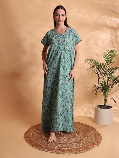 G4Girl Women's Cotton Regular Nighty Rajasthani Nighty Rajasthani Gown Jaipuri Nighty Jaipuri Gown Maxi Gown with Pocket (Combo) - Image 4