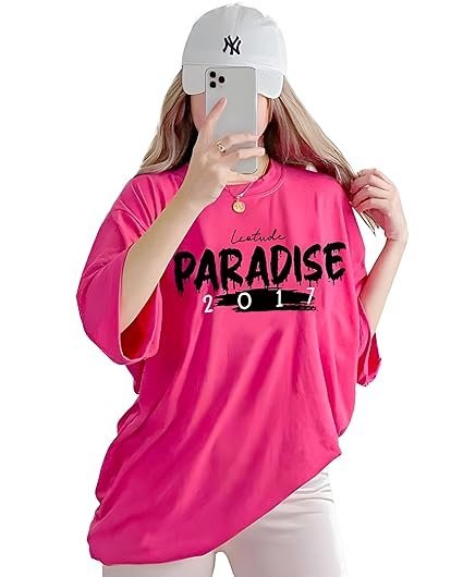 LEOTUDE Women Cottonblend Half Sleeve Oversized Regular Fit T-Shirts - Image 2