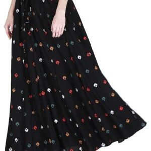 Sttoffa Pure Rayon Women Calf Length Solid Skirt Bottom Wear | Ethnic Short Length Full Flare Skirt for Girls