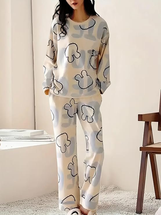 GLASGO Women’s Cotton Pajama Set with Top & Pants|| Korean Night Suit|| Lightweight Printed Set || Soft & Comfy Sleepwear for Girls & Women || LNS-3-$ - Image 6