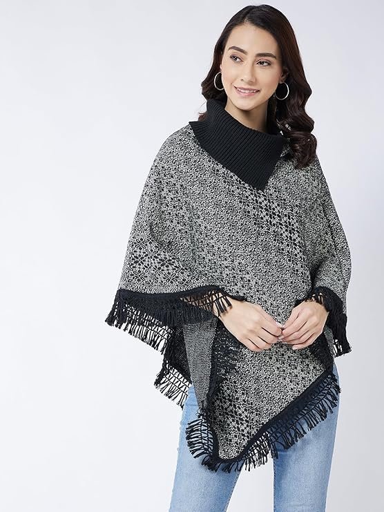 Pivl Wool Blend Striped Poncho for Women for Winter - Image 3