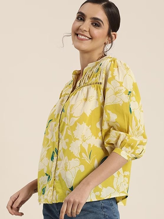 rytras Women Cotton Floral Regular Fit Tunic Shirt - Image 4