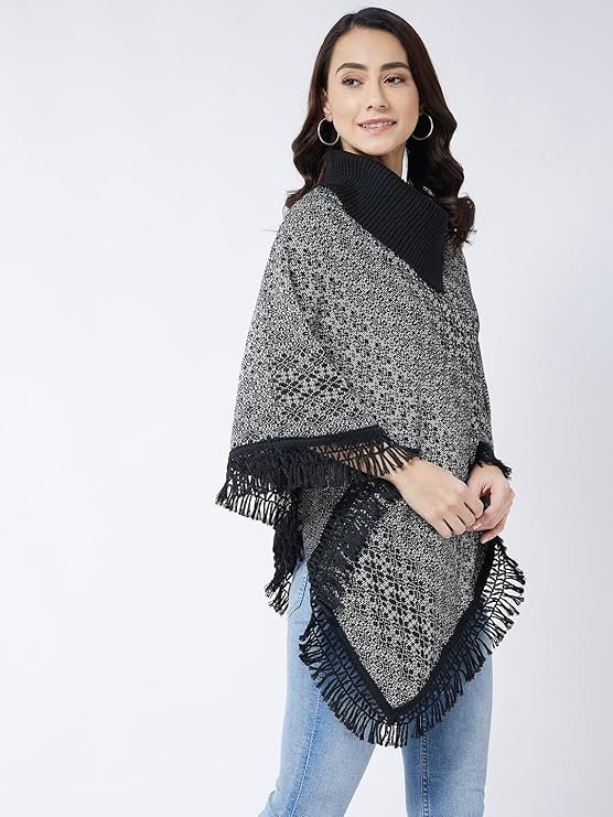 Pivl Wool Blend Striped Poncho for Women for Winter - Image 2