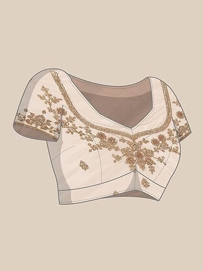 MOHEY Women's Net Embroidered|Stone Work| Saree - Image 4