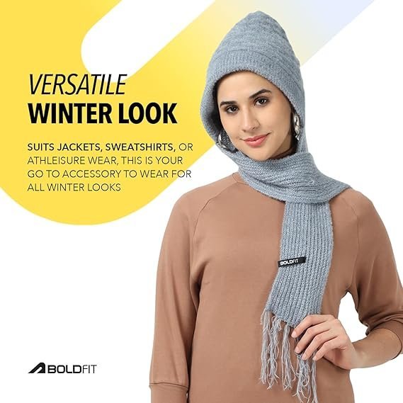 Boldfit Winter Cap for Women Woolen Cap with Mufflers for Women & Ladies Knitted Woolen Muffler for Women & Girls Ladies Muffler Woolen Cap - Image 2