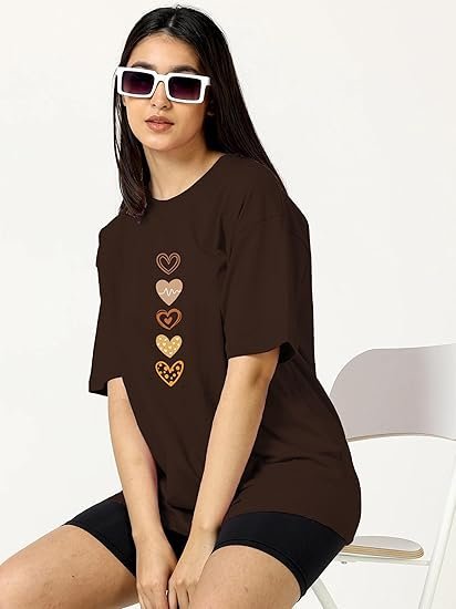 TQH Women's Casual Printed Round Neck, Oversized Longline Drop Shoulder Boho Style T-Shirt - Image 3
