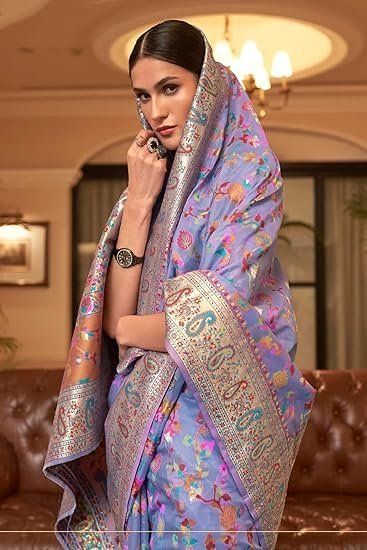 SGF11- Women's Kanjivaram Pure Soft Silk Handloom Saree Pure Golden Zari With Blouse Piece - Image 4
