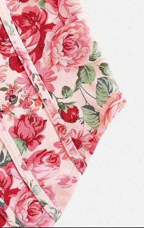 Floral Print Corset Crop Top, Blue Rose Pattern, Sleeveless Tank Top with Wide Straps - Image 4
