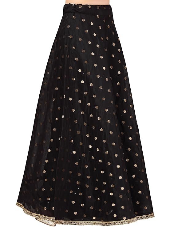 Studio Shringaar Women's Polyester Readymade Chanderi Silk Long Skirt Lahenga - Image 4