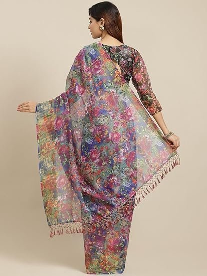 BEMITH Pure Fancy Georgette Embroidery Saree Rich Pallu Design Lace Zari Work Trendy Occassion Wear - Image 3