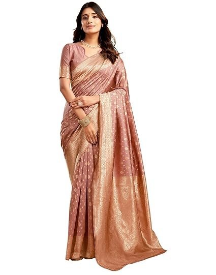 SIRIL Women's Pure Kanjivaram Silk Saree Soft Sarees Banarasi Style With Blouse Piece For Wedding