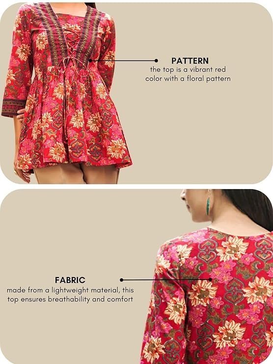 Fashion Women's Rayon Paisley Printed Tunic Western Tops Short Kurti – Comfortable Everyday Wear & Half Sleeves, Collar Neck (Available in Plus Size and Combo Pack of 2) - Image 3