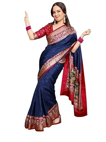 Women's Silk Blend Woven Design Saree With Blouse Piece