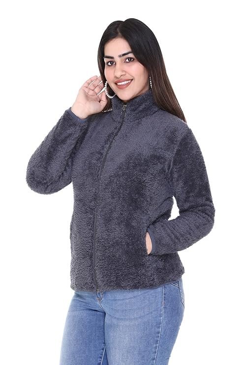 Women's plush women's fur hooded neck sweatshirt - Image 5