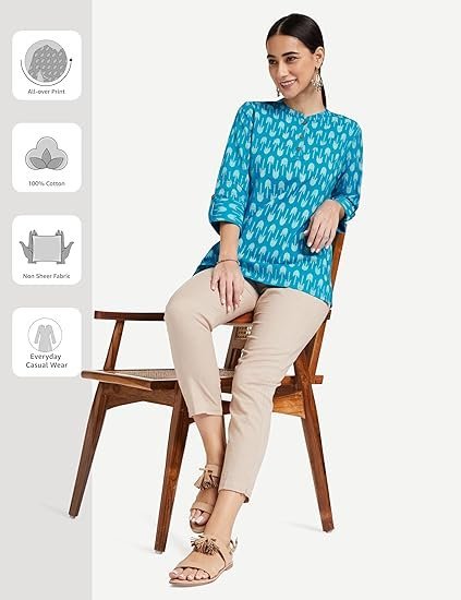 Myx Women's Printed Regular Cotton Short Kurti - Image 6