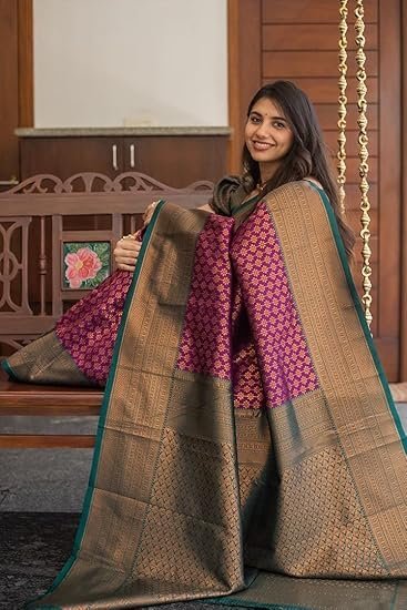 Avantika Fashion Women's Kanjivaram Soft Silk Banarasi Sarees With Blouse Piece, Green - Image 4