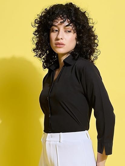 Crepe Regular Fit Solid Women Formal Shirt | Official Shirt - Image 5