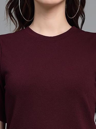 Style Quotient Women Solid Fuchsia Pink Poly Knit Smart Casual Regular Top - Image 3