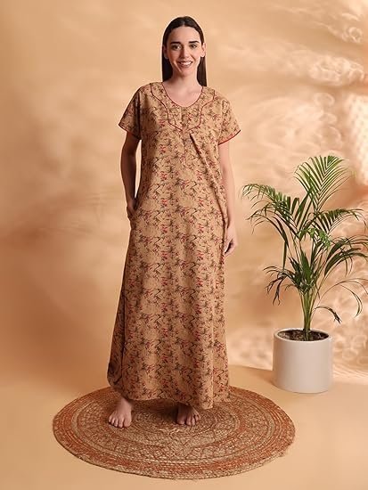 G4Girl Women's Cotton Regular Nighty Rajasthani Nighty Rajasthani Gown Jaipuri Nighty Jaipuri Gown Maxi Gown with Pocket (Combo) - Image 3